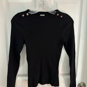 H&M Black Fitted Ribbed Blouse